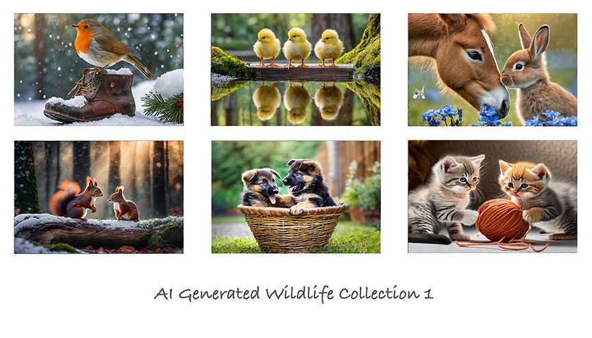  Martin Lawrence Pack of 6 AI Generated Wildlife Collection 1