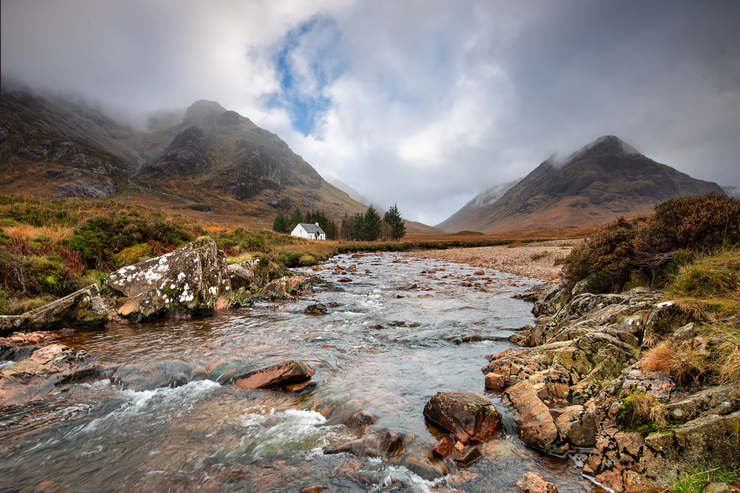 Lagangarbh Mountain Hut below Buachaille Etive Mor by Martin Lawrence Photography