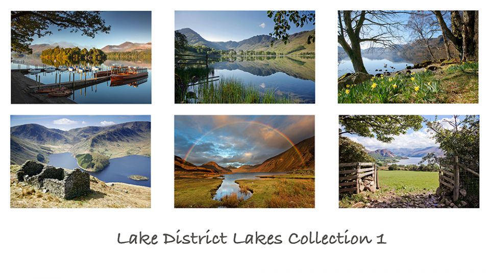 A pack of 6 assorted Lake District greeting cards featuring images of ...